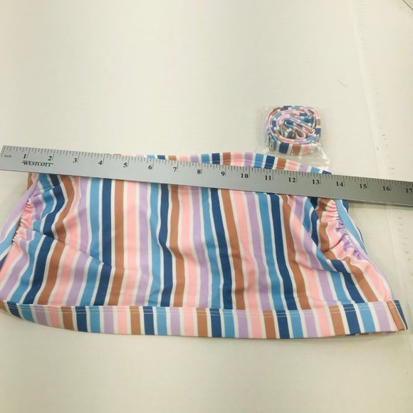 Xhilaration Womens Sz 14W Metallic Thread Longline Bandeau Swim Top Striped NWOT - Picture 7 of 10